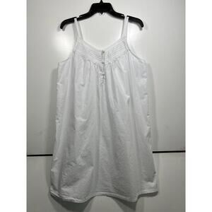 Alexander Del Rossa Women’s Sz L 100% Cotton Nightgown White Eyelet Cottagecore